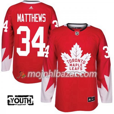 Dresovi Toronto Maple Leafs Auston Matthews 34 Adidas 2017-2018 Crvena Alternate Authentic - Dječji